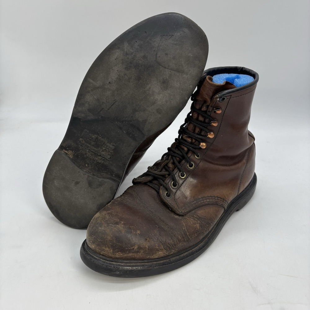 Red Wing Boots Mens 10.5 EE 2E Wide 953 Brown Workwear Lace Up Eyelet USA Made